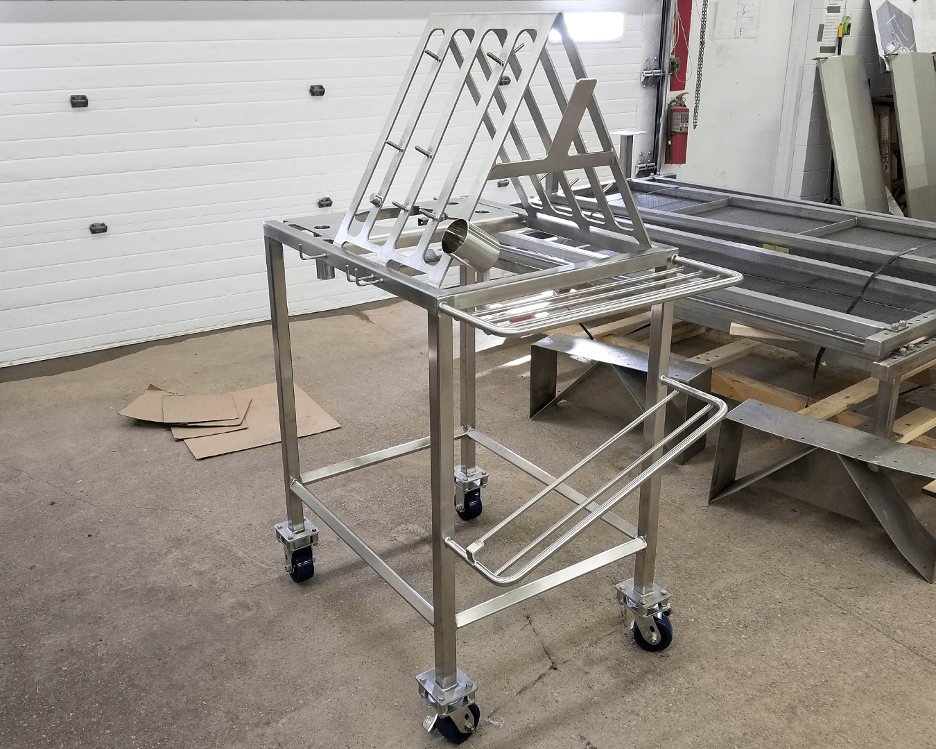 polished stainless steel cart